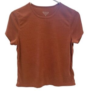 Athleta Women's Shirt Sleeve Signature Rib Crop Tee Rust Color Size XS
